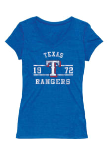 Texas Rangers Womens Blue Old School V-Neck