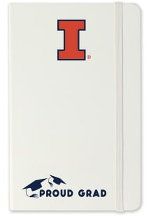 White Illinois Fighting Illini Proud Grad team logo Notebook and Folder