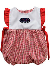 Vive La Fete Florida Atlantic Owls Baby Girls Red Gingham Bubble Short Sleeve Dress