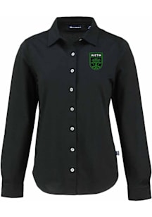 Cutter and Buck Austin FC Womens Advantage Soft Pique Long Sleeve Black Dress Shirt