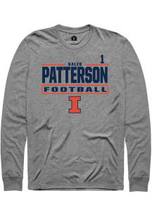 Kaleb Patterson Mens Graphite Illinois Fighting Illini NIL Stacked Box Long Sleeve Player T Shirt