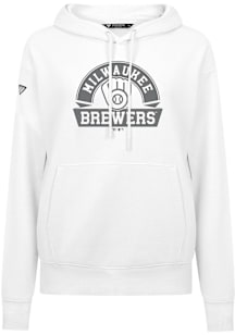 Levelwear Milwaukee Brewers Womens White Adorn Arch Hooded Sweatshirt