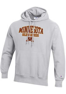 Mens Minnesota Golden Gophers Ash Champion Reverse Weave Hooded Sweatshirt