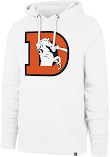 47 Denver Broncos Mens White Retro Imprint Headline Long Sleeve Hoodie