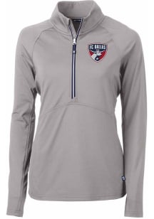 Cutter and Buck FC Dallas Womens Grey Adapt Eco Qtr Zip Pullover