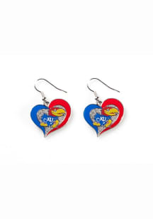 Kansas Jayhawks Heart Swirl Womens Earrings