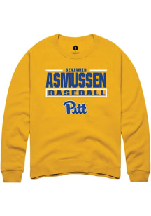 Benjamin Asmussen Rally Mens Gold Pitt Panthers NIL Stacked Box Player Crew
