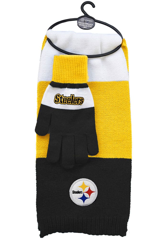 Pittsburgh Steelers YELLOW Tricolor Glove Set Womens Scarf 2141151