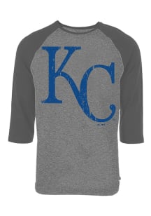 Kansas City Royals Grey Oversized Logo Long Sleeve Fashion T Shirt