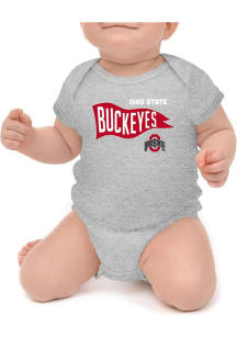 Baby Grey Ohio State Buckeyes Knobby Retro Short Sleeve One Piece