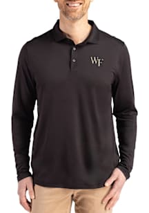 Cutter and Buck Wake Forest Demon Deacons Mens Black Coastline Long Sleeve Polo Shirt