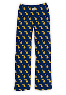 Michigan Mens Navy Blue State Shape Sleep Pants