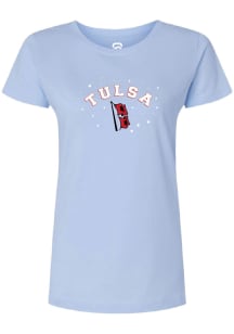 Tulsa Golden Hurricane Light Blue Summit Sportswear Rhinestone and Pearls Short Sleeve T-Shirt