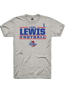 Champ Lewis Rally Mens Ash Tulsa Golden Hurricane NIL Stacked Box Player T Shirt