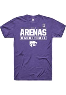 Izela Arenas Rally Mens Purple K-State Wildcats NIL Stacked Box Player T Shirt