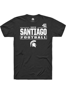 David Santiago Rally Mens Black Michigan State Spartans NIL Stacked Box Player T Shirt