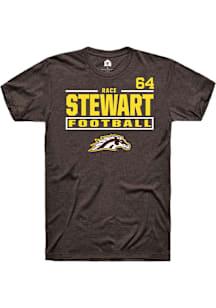 Race Stewart Western Michigan Broncos Brown Football NIL Stacked Box Short Sleeve Player T Shirt