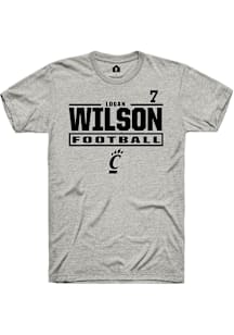 Logan Wilson Cincinnati Bearcats Ash NIL Stacked Box Short Sleeve Player T Shirt