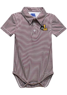 Vive La Fete Loyola Ramblers Baby Maroon Pencil Stripe Short Sleeve One Piece Polo