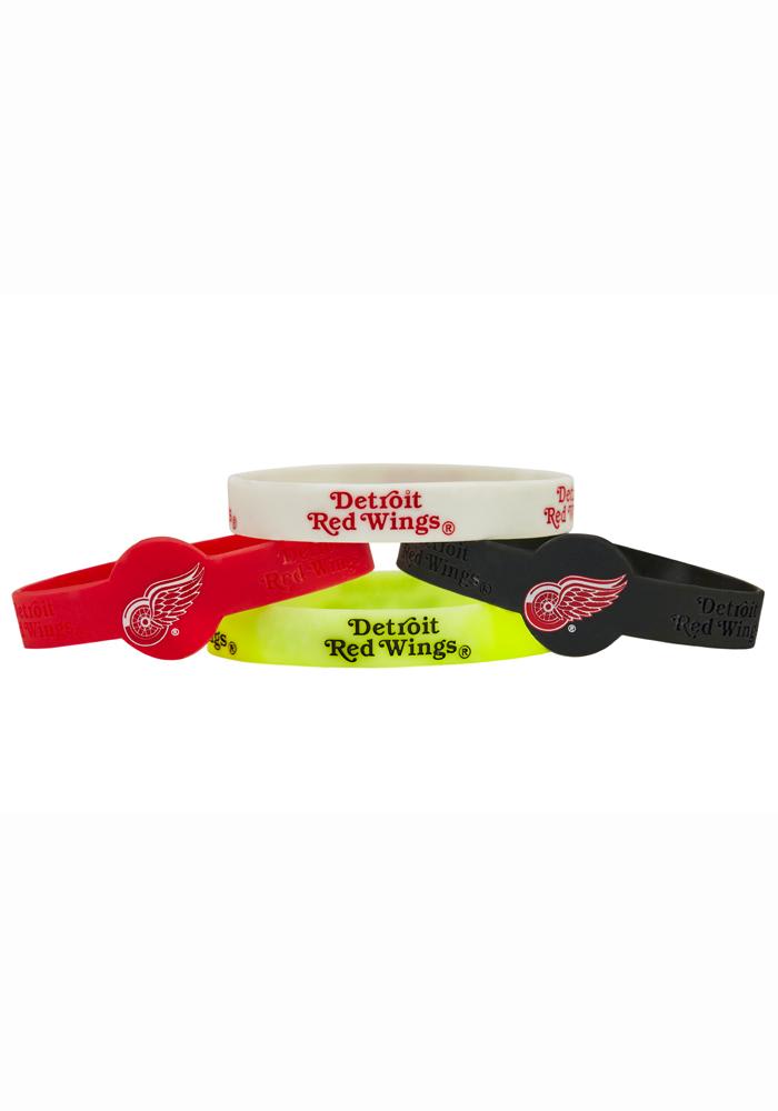 Detroit Red Wings 4pk Silicone Emblem Kids Bracelet