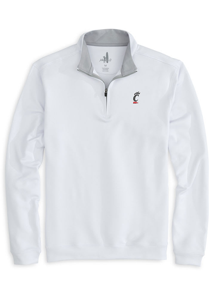 Johnnie O Cincinnati Bearcats Mens White Diaz Lightweight Long Sleeve 1/4 Zip Pullover