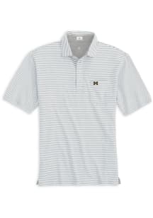 Johnnie O Michigan Wolverines Mens Grey Nelly Striped Short Sleeve Polo