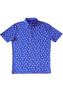 Johnnie O Kansas Jayhawks Mens Blue All Over Team Mascot Short Sleeve Fashion Polo