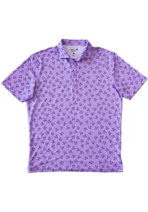 Mens K-State Wildcats Lavender Johnnie O All Over Team Mascot Short Sleeve Polo Shirt