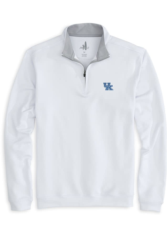 Johnnie O Kentucky Wildcats Mens White Diaz Long Sleeve 1/4 Zip Pullover