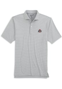 Mens Ohio State Buckeyes Grey Johnnie O Clipper Short Sleeve Polo Shirt