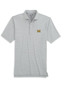 Mens Michigan Wolverines Grey Johnnie O Clipper Short Sleeve Polo Shirt