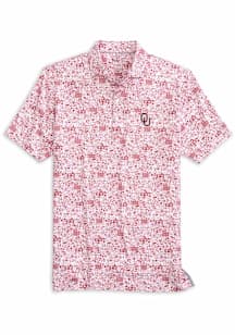 Johnnie O Oklahoma Sooners Mens Crimson Tailgater 2.0 All Over Print Short Sleeve Fashion Polo