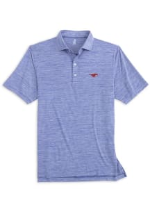 Johnnie O SMU Mustangs Mens Blue Huron Heathered Short Sleeve Polo