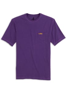 Johnnie O LSU Tigers Purple Heathered Tyler Pocket Short Sleeve Fashion T Shirt
