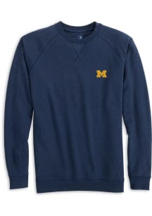 Johnnie O Michigan Wolverines Mens Navy Blue Freeman Long Sleeve Crew Sweatshirt