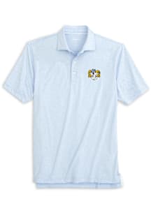 Johnnie O North Carolina Tar Heels Mens Light Blue Lyndonn Heather Stripe Short Sleeve Fashion Pol..