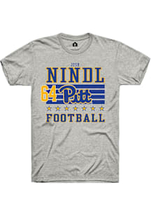 Josh Nindl Pitt Panthers Ash Football NIL Striped Short Sleeve Player T Shirt