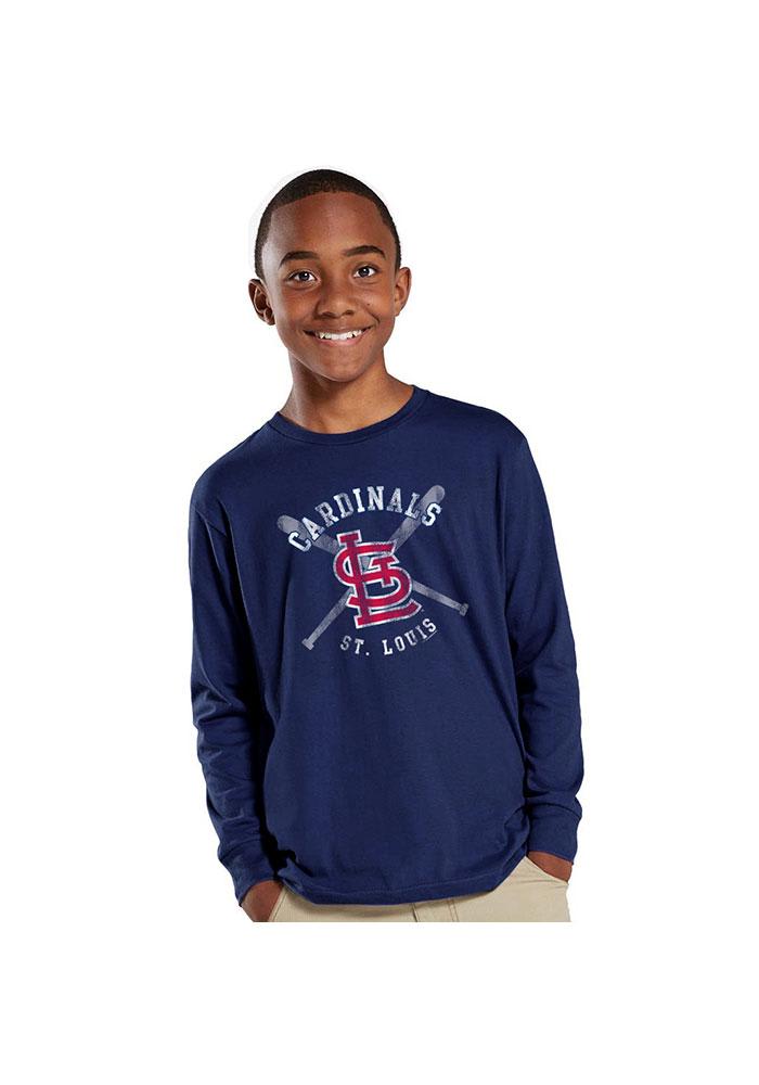 St Louis Cardinals Youth Navy Blue Youth Crossed Bats Long Sleeve T-Shirt