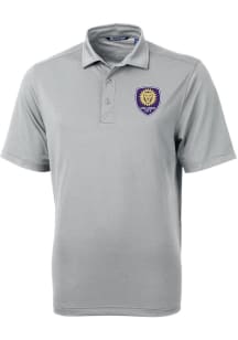 Cutter and Buck Orlando City SC Mens Grey Virtue Eco Pique Short Sleeve Polo