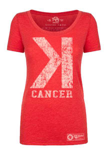 St Louis Cardinals Womens Red Strike Out Cancer Scoop T-Shirt