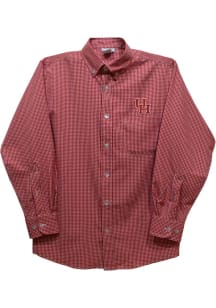 Vive La Fete Houston Cougars Toddler Red Gingham Long Sleeve Polo