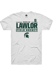 Madeline Lawlor Rally Mens White Michigan State Spartans NIL Stacked Box Player T Shirt