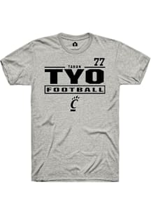 Taran Tyo Cincinnati Bearcats Ash NIL Stacked Box Short Sleeve Player T Shirt