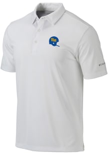 Mens Pitt Panthers White Columbia Vault Heat Seal Omni Wick Drive Short Sleeve Polo Shirt
