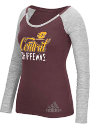 Adidas Central Michigan Chippewas Womens Maroon Tailsweep Bling Long Sleeve T-Shirt
