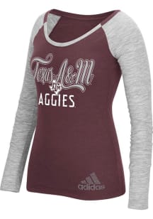 Adidas Texas A&amp;M Aggies Womens Maroon Tailsweep Bling Long Sleeve T-Shirt
