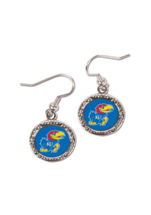 Kansas Jayhawks Round Team Logo Womens Earrings