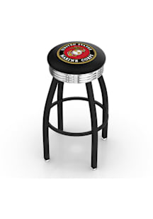 Marine Corps 3 Ring Chrome Seat Pub Stool - Black