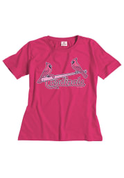 St Louis Cardinals Girls Pink Youth Girls Wordmark Short Sleeve Tee