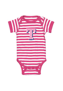 Texas Rangers Baby Pink Infant Girl Striped Short Sleeve One Piece